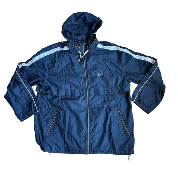 Nike y2k Vintage Windbreaker NavyBlue Mens XL ZipUp - Picture 1 of 5